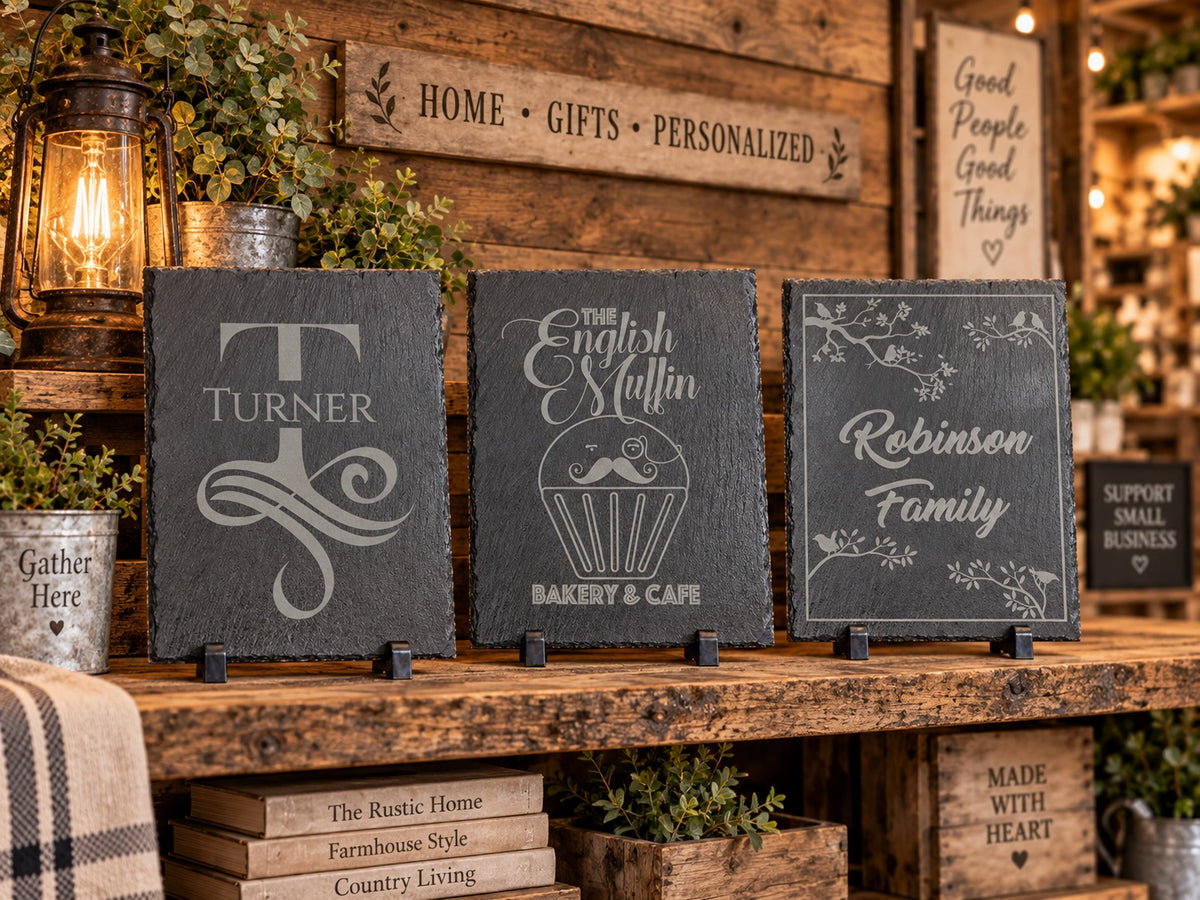 Personalized Laser-Engraved Rectangular Tabletop Slate Decor