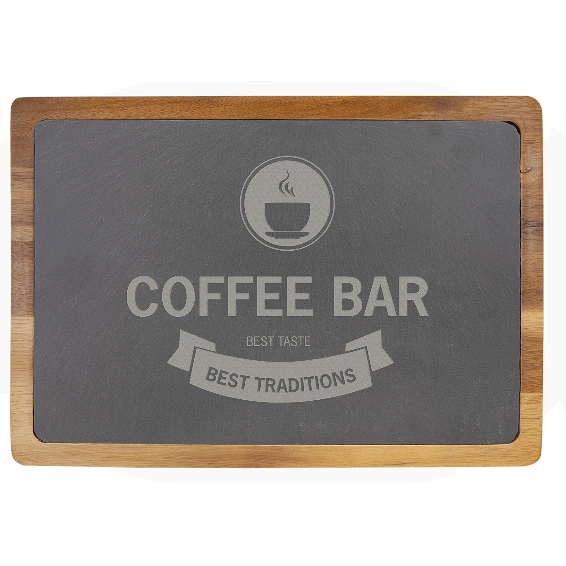 Personalized Slate and Acacia Wood Serving Boards