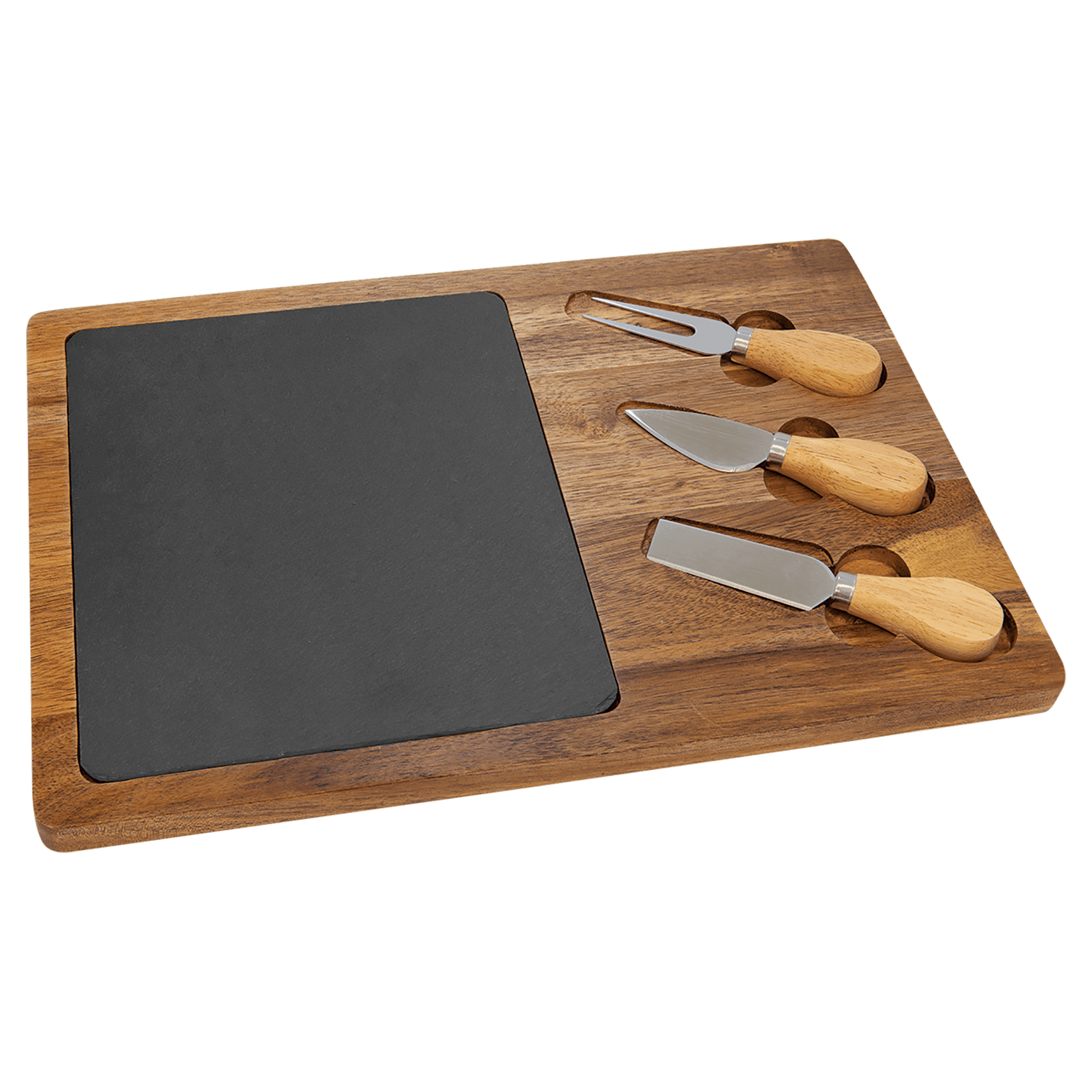 Personalized Slate and Acacia Wood Serving Boards