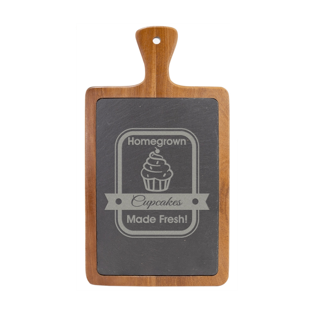 Acacia Wood & Slate Serving Board, 13.25" x 7"