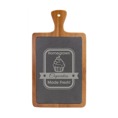 Acacia Wood & Slate Serving Board, 13.25" x 7"