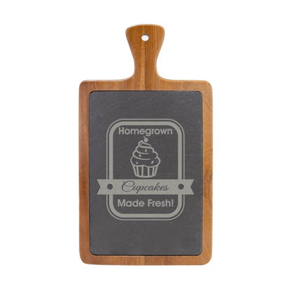 Acacia Wood & Slate Serving Board, 13.25" x 7"