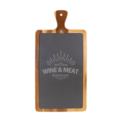 Acacia Wood & Slate Serving Board, 16" x 7.75"