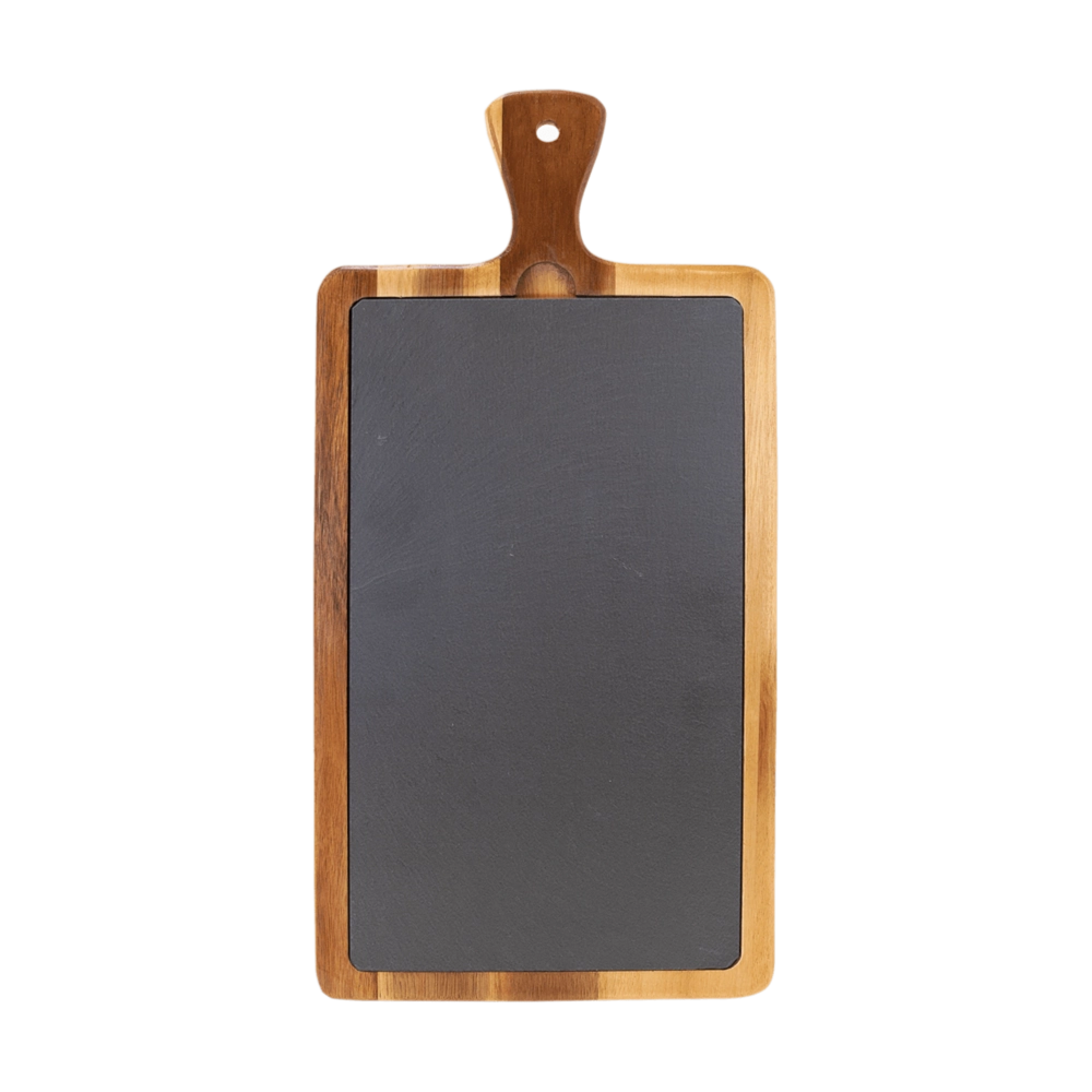 Acacia Wood & Slate Serving Board, 16" x 7.75"