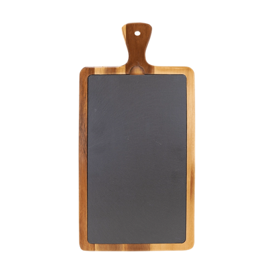 Acacia Wood & Slate Serving Board, 16" x 7.75"