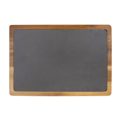 Acacia Wood & Slate Serving Board, 13" x 9"