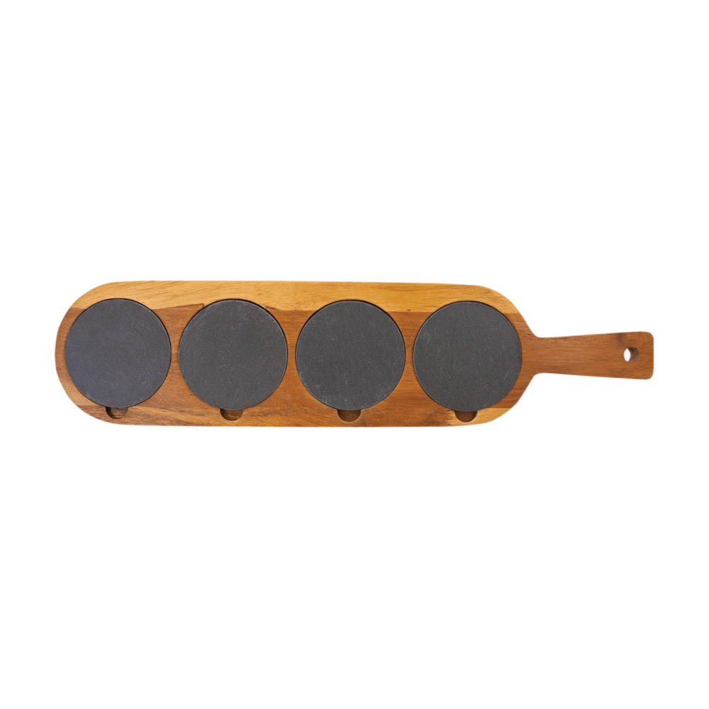 Acacia Wood & Slate Serving Board, 18.5" x 4.25"
