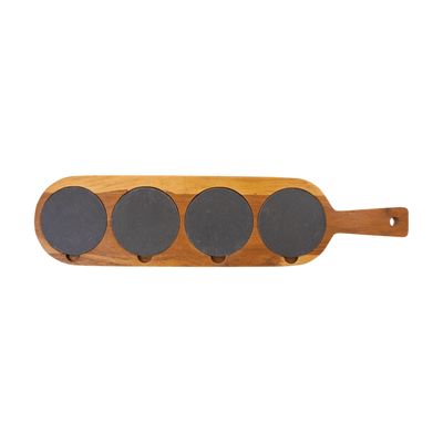 Acacia Wood & Slate Serving Board, 18.5" x 4.25"