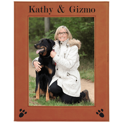 Rawhide leatherette photo frame with custom black engraving 8x10
