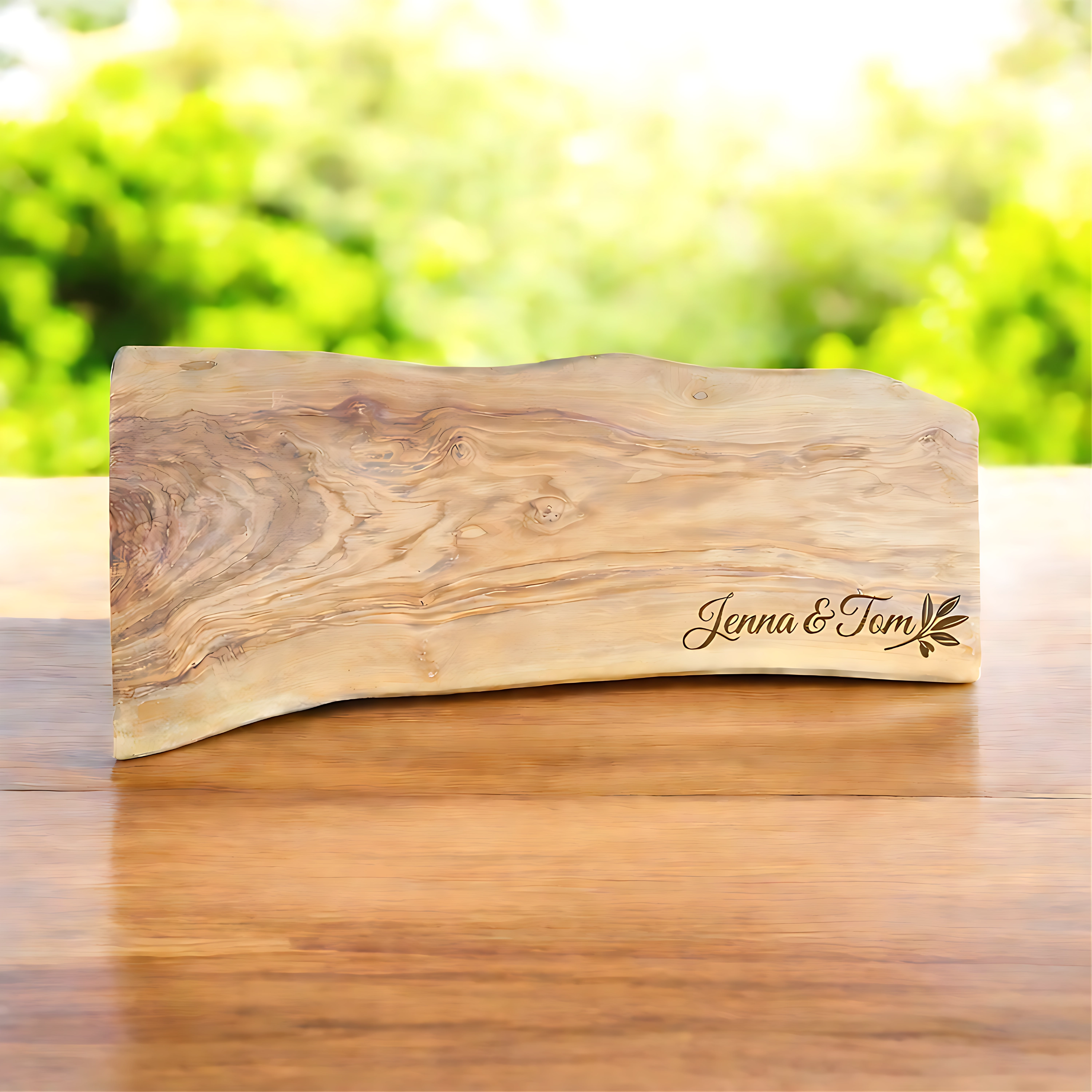 Personalized Italian Olive Wood Live-Edge Serving Board (24" x ~8")