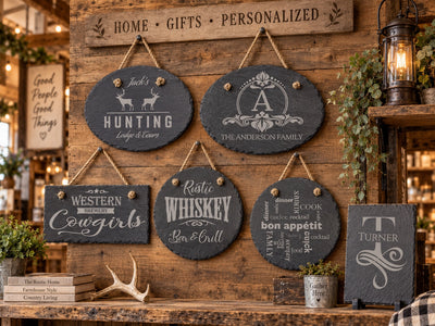 Personalized Laser-Engraved Hanging Slate Wall Decor