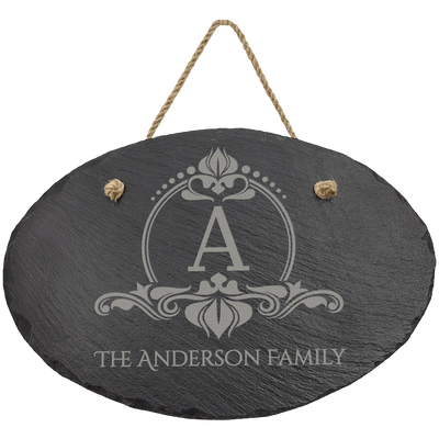 Personalized Slate Wall Decor with Hanger String - Oval 11 3/4" x 7 3/4"