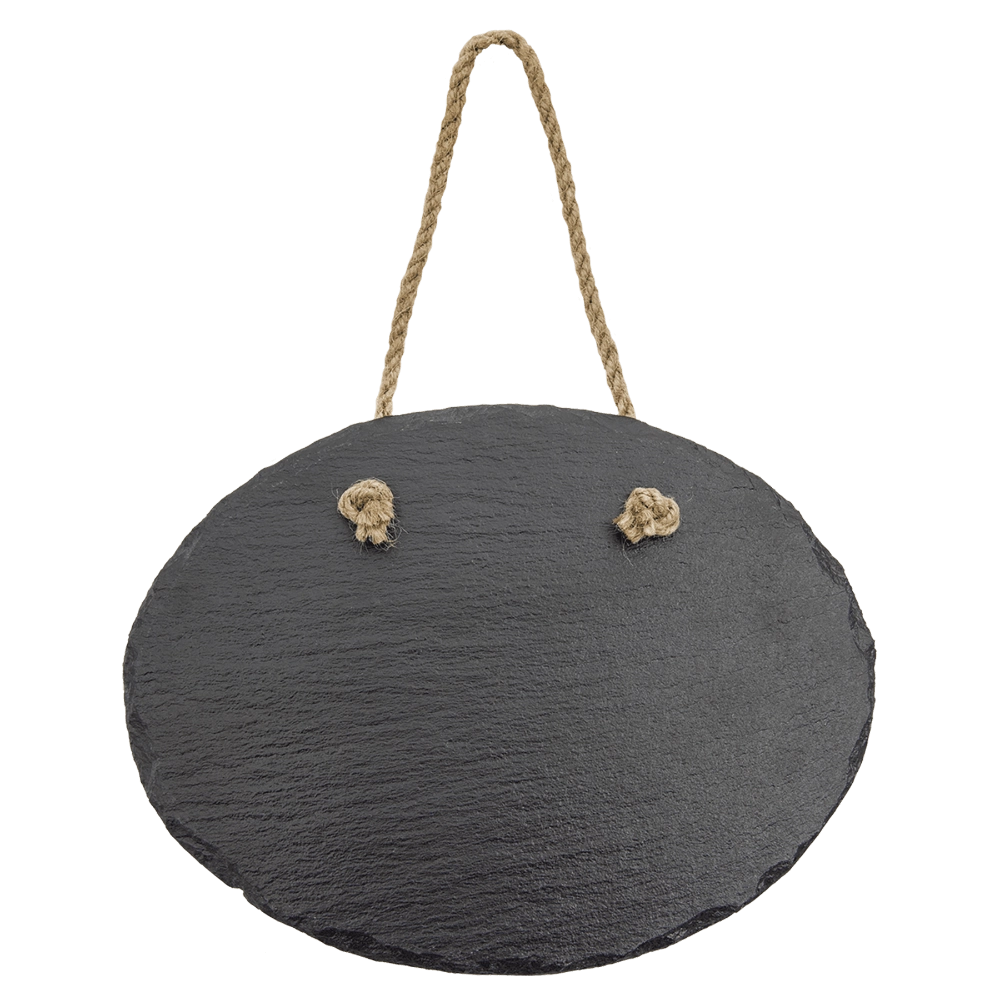 Personalized Slate Wall Decor with Hanger String - Oval 7-3/4" x 6"