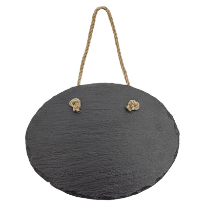 Personalized Slate Wall Decor with Hanger String - Oval 7-3/4" x 6"