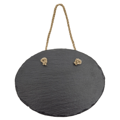 Personalized Slate Wall Decor with Hanger String - Oval 7-3/4" x 6"