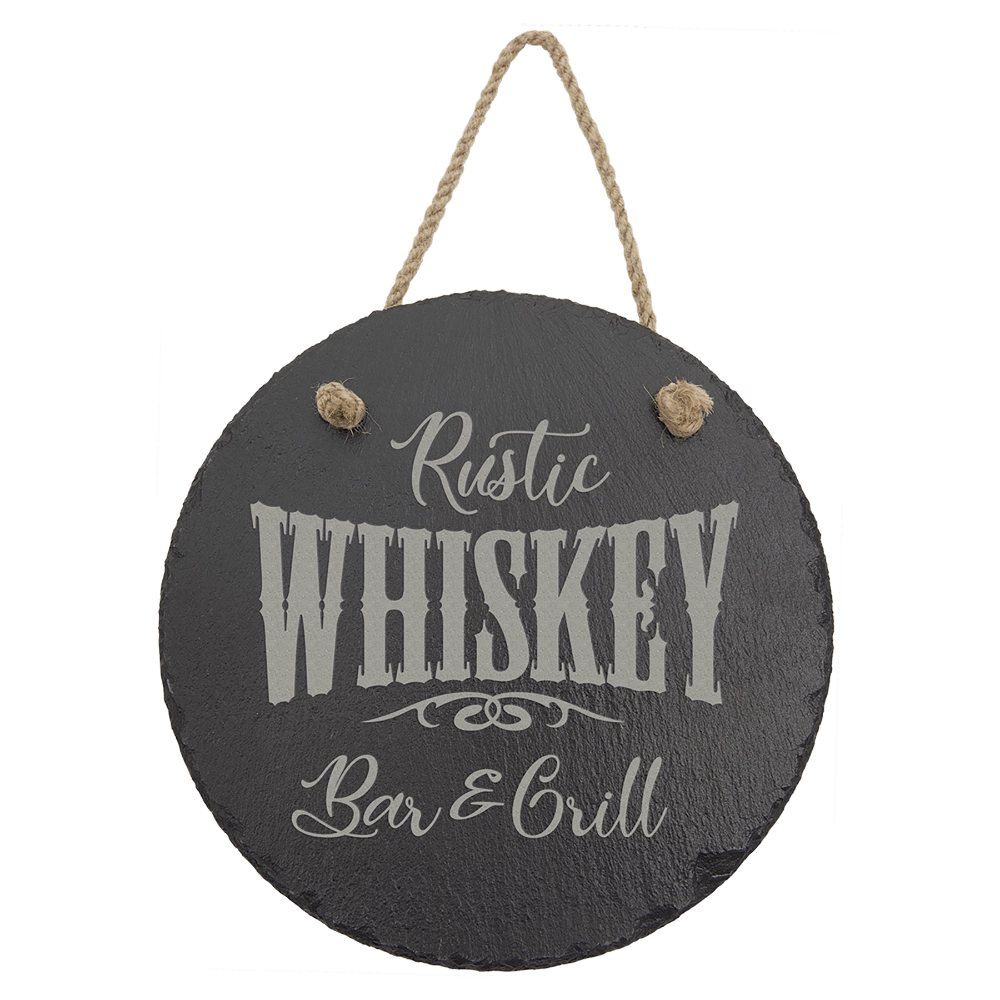 Personalized Slate Wall Decor with Hanger String - 7-3/4" Round