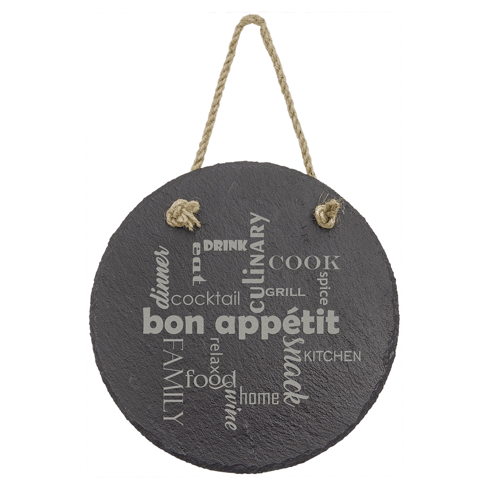 Personalized Slate Wall Decor with Hander String - 7" Round