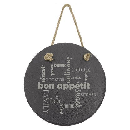 Personalized Slate Wall Decor with Hander String - 7" Round