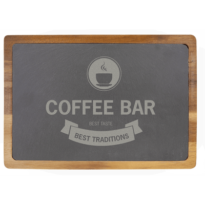 Personalized Slate and Acacia Wood Serving Boards