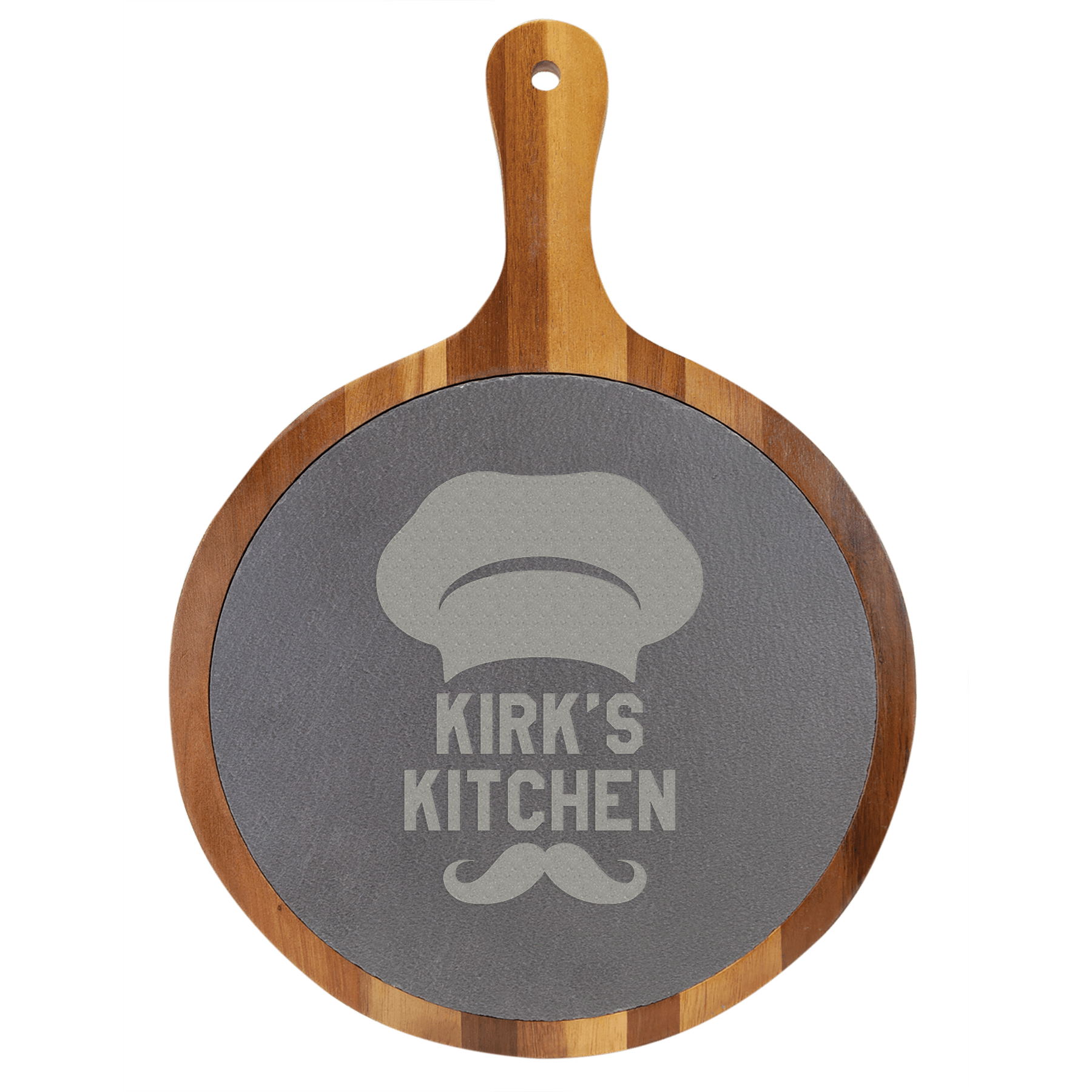Personalized Slate and Acacia Wood Serving Boards