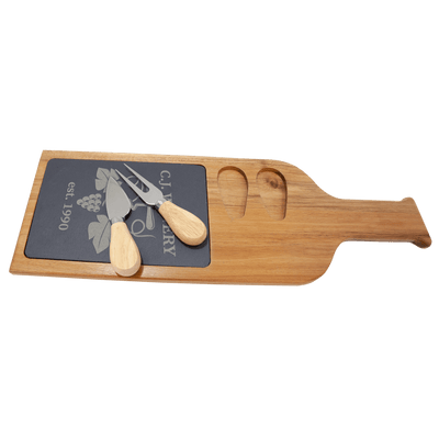 Personalized Slate and Acacia Wood Serving Boards