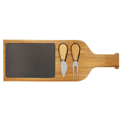 Personalized Slate and Acacia Wood Serving Boards